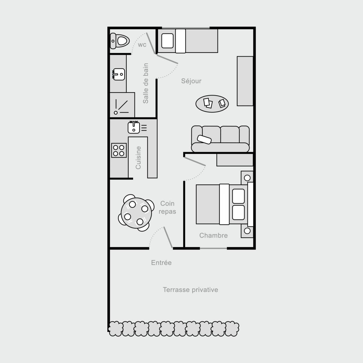 Plan Gîte Basilic : gîte indépendant du Mas Bel Espérance