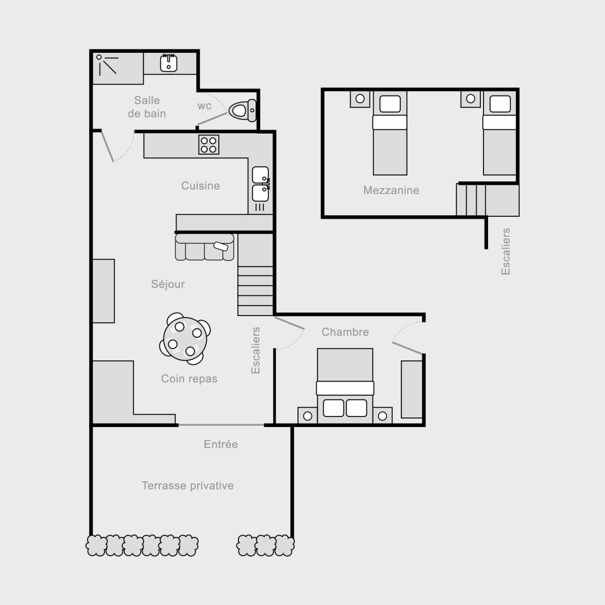 Plan Gîte Lavandin : gîte indépendant du Mas Bel Espérance