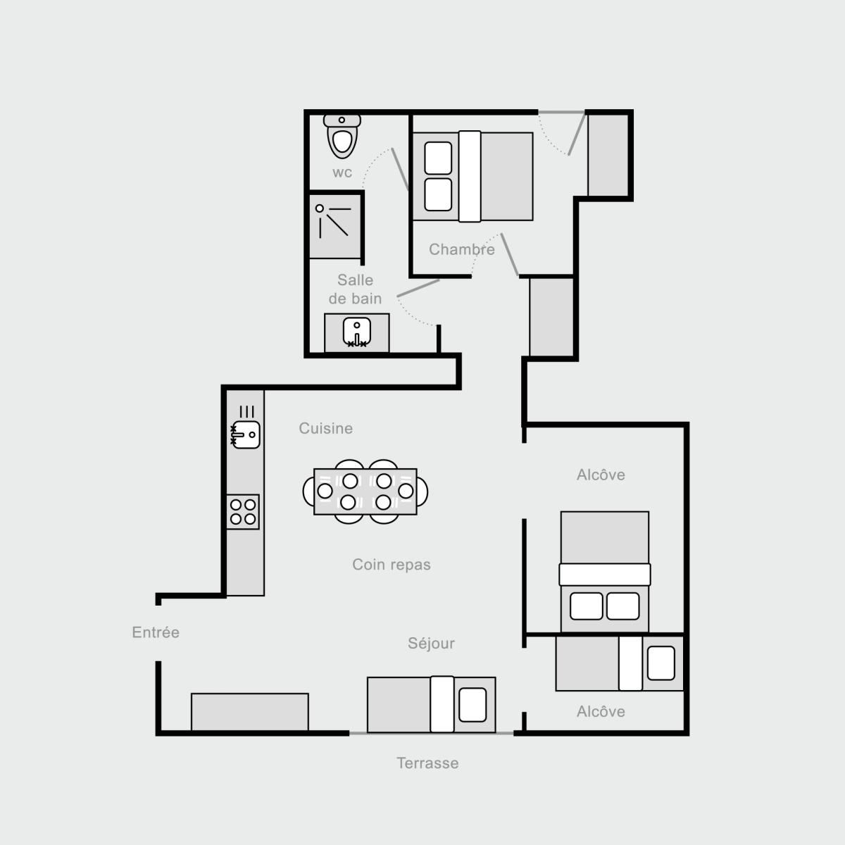 Plan Gîte Romarin : gîte indépendant du Mas Bel Espérance