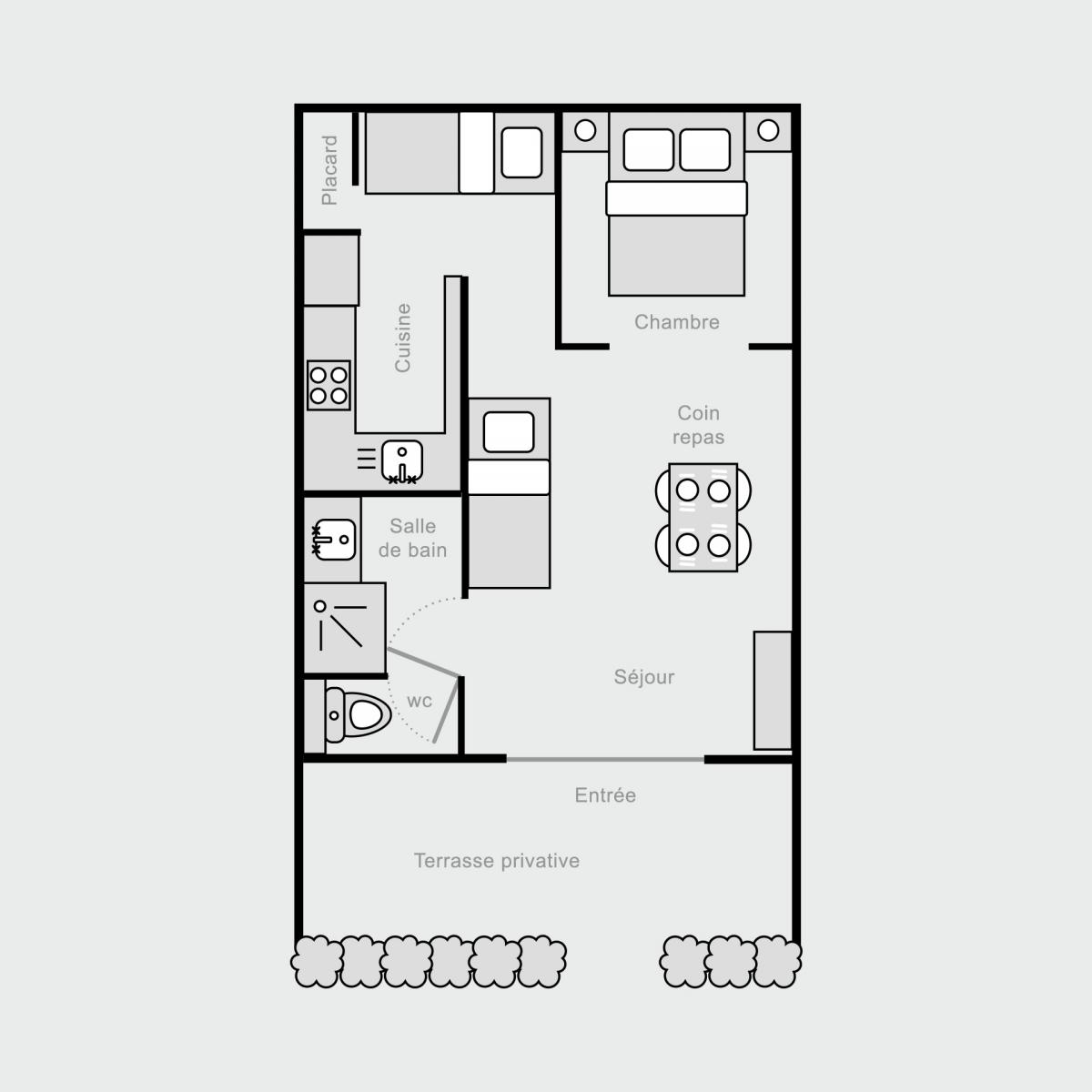 Plan Gîte Thym : gîte indépendant du Mas Bel Espérance