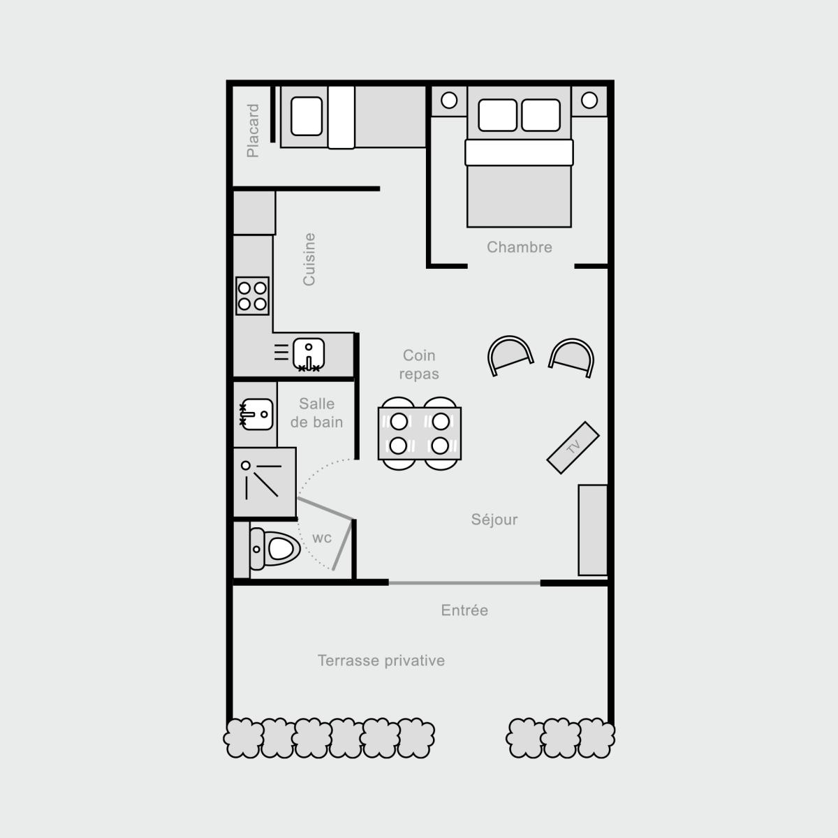 Plan Gîte Thym : gîte indépendant du Mas Bel Espérance